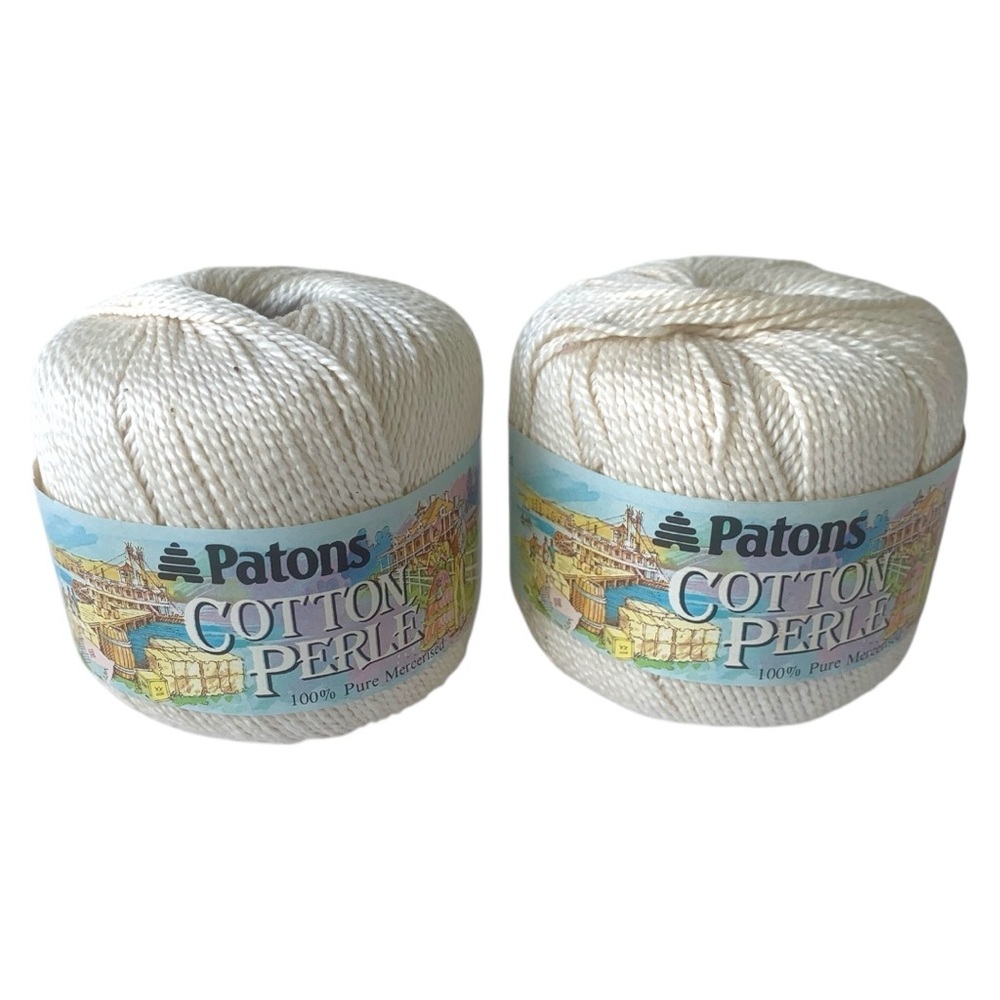 NEW! VTG 70’s Soft PATONS 💯% Cotton Cream Perle Yarn knit crochet 2X 50 grams
